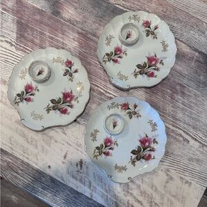 Moss Rose finger sandwich plates with tea cup ring. (3) plates available.